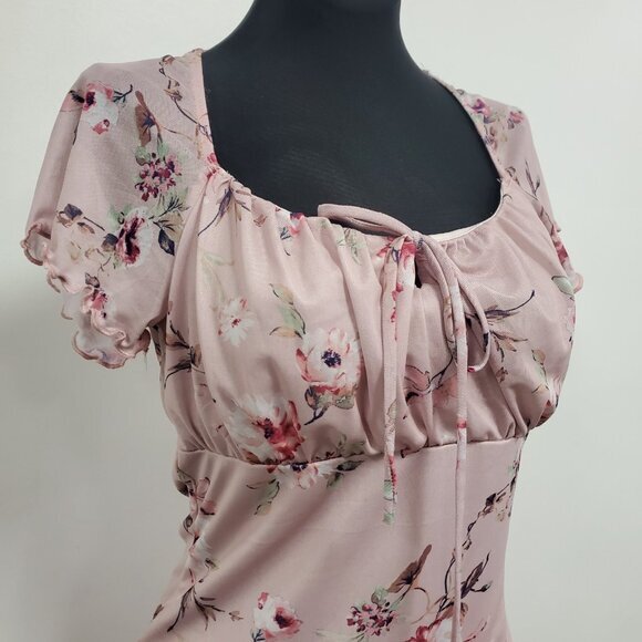 Caution To The Wind Womens Babydoll Midi Milkmaid Dress‎ Size S Coquette Fairy - Picture 2 of 11